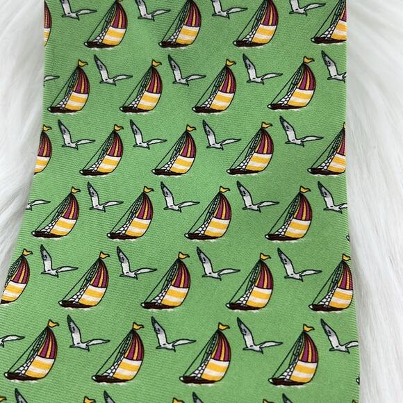 Polo Ralph Lauren Sailboat/Seagull 100% Silk - Green - Picture 2 of 5